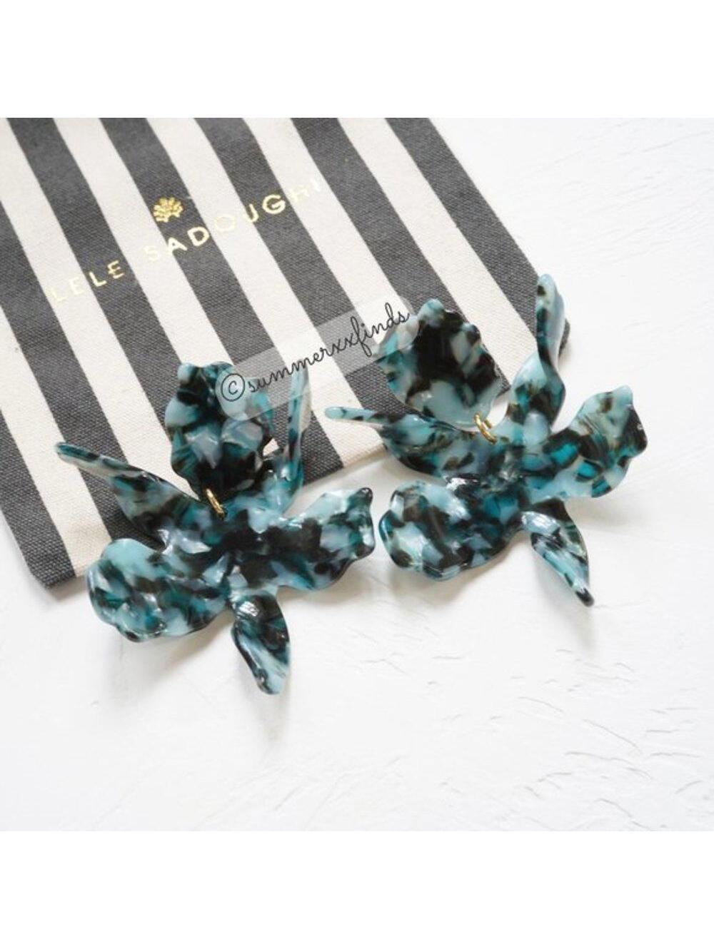 Lele Sadoughi Paper Lily Earrings in Midnight Blue